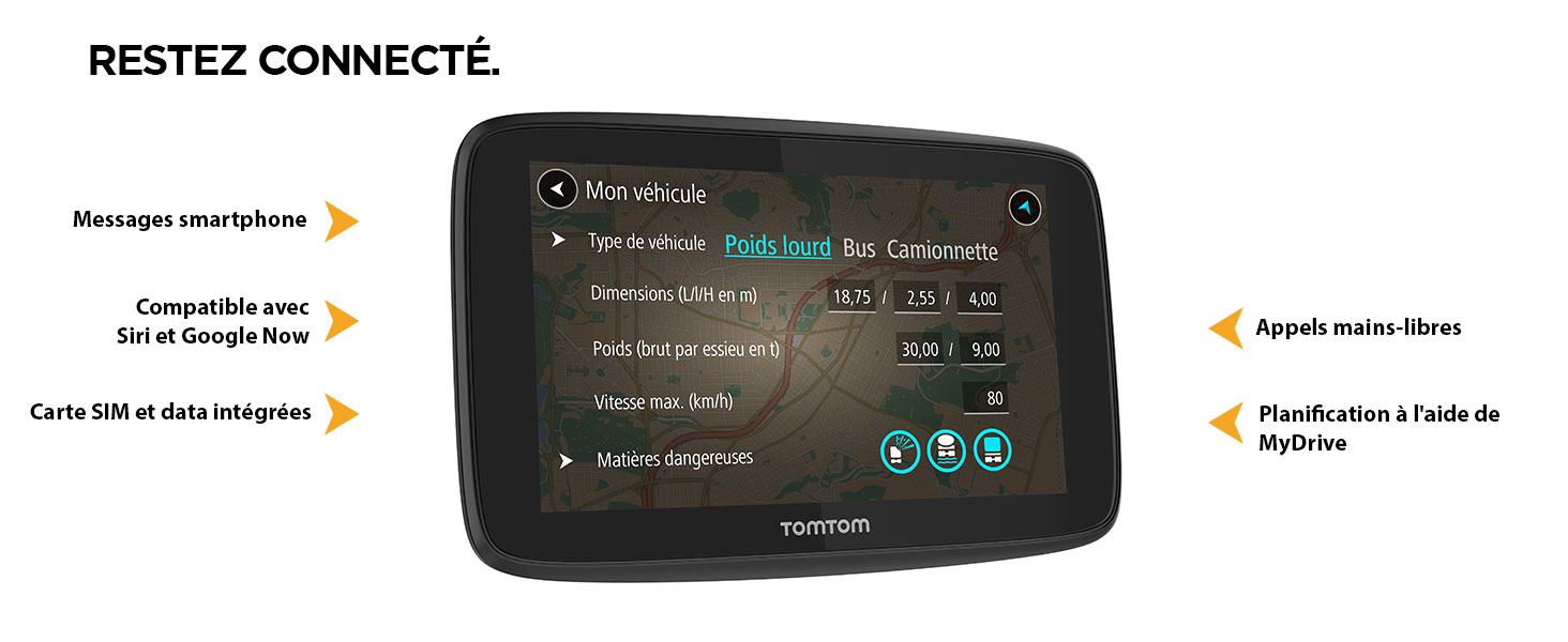 TomTom GPS Poids Lourds GO Professional 6200 6 pouces, Cartographie Europe 49, Trafic 1 an via