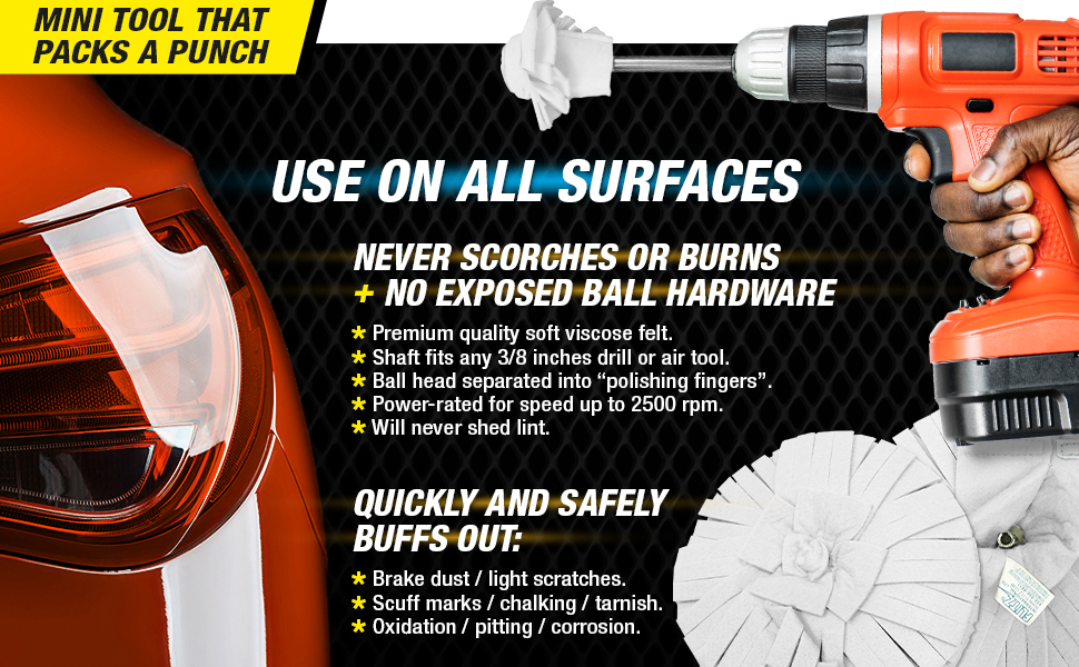 Flitz Buff Ball Car Buffer Drill Attachment with SelfCooling Design