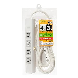 Amazon.co.jp: サンワサプライ 電源タップ 4個口・3P・3m マグネット