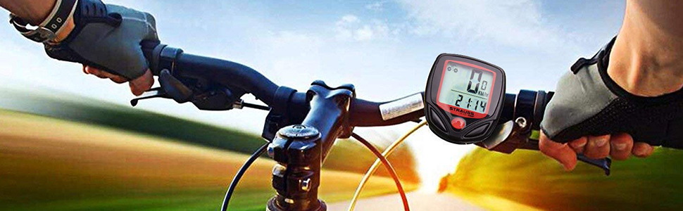 CYCLE SPEEDOMETER 2 Strauss Bicycle Speedometer, (Black/Red)