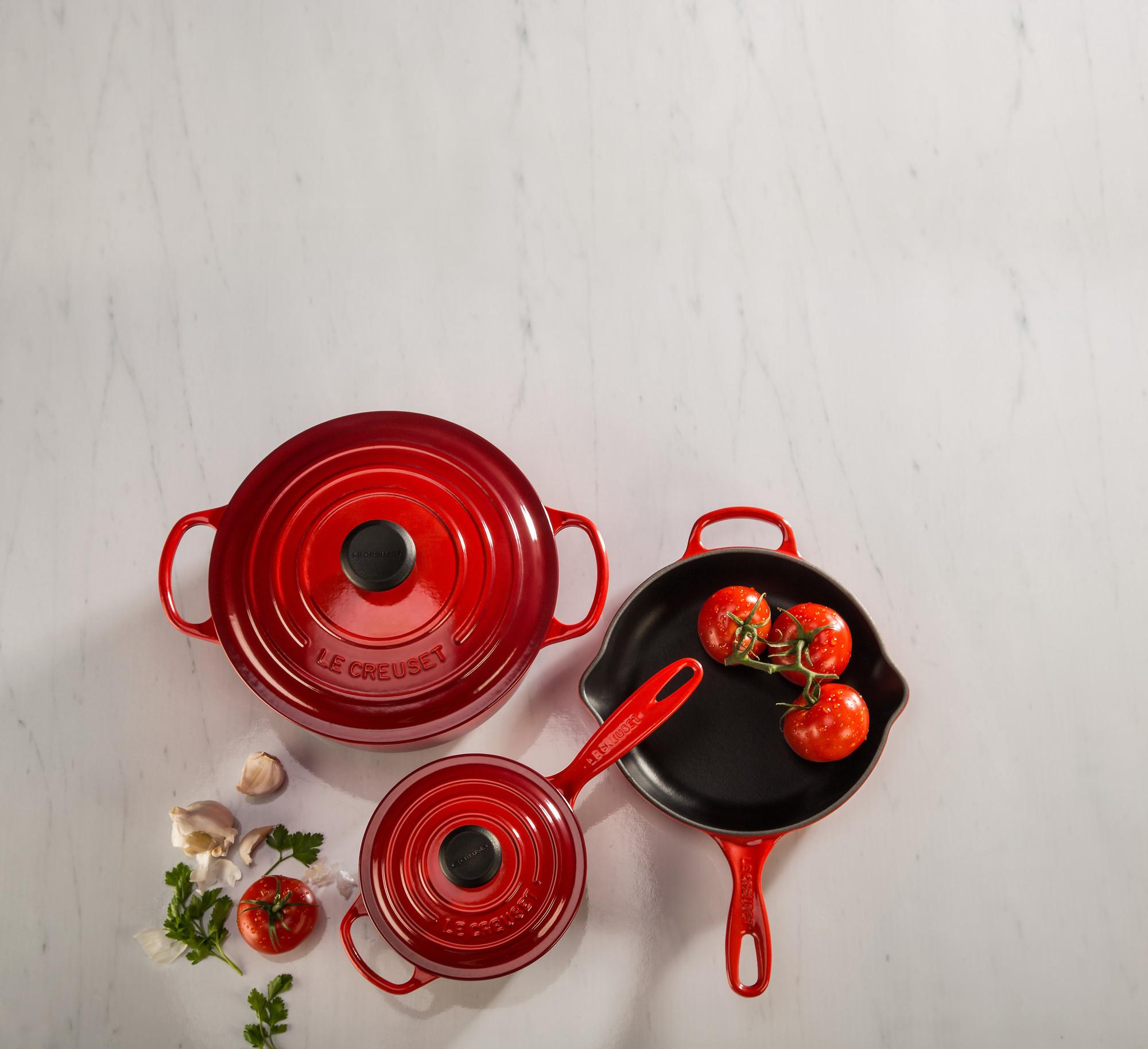 Le Creuset 5 Piece Signature Enameled Cast Iron Cookware Set, Marseille