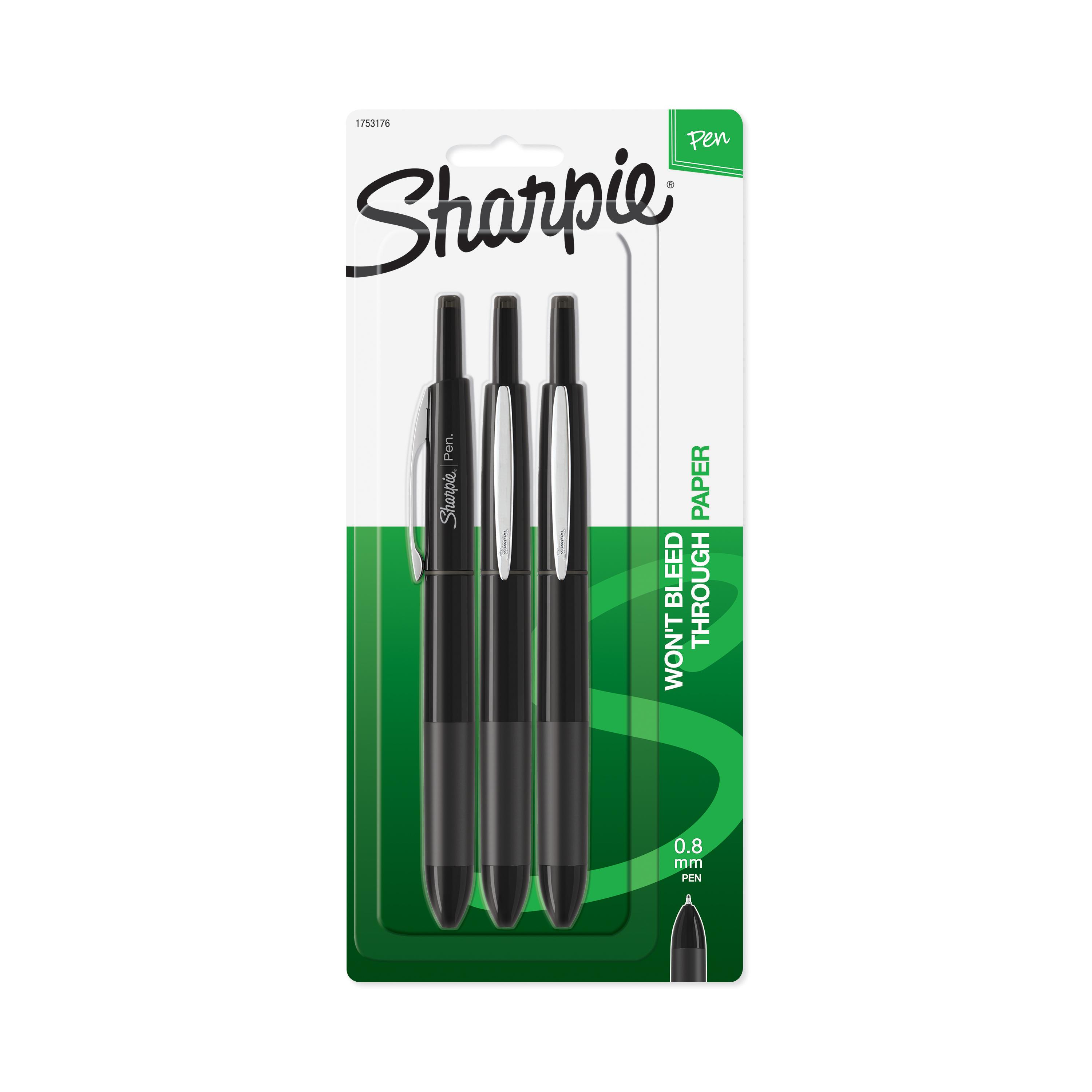 Sharpie Retractable Pen, Fine Point, Black, 3Count