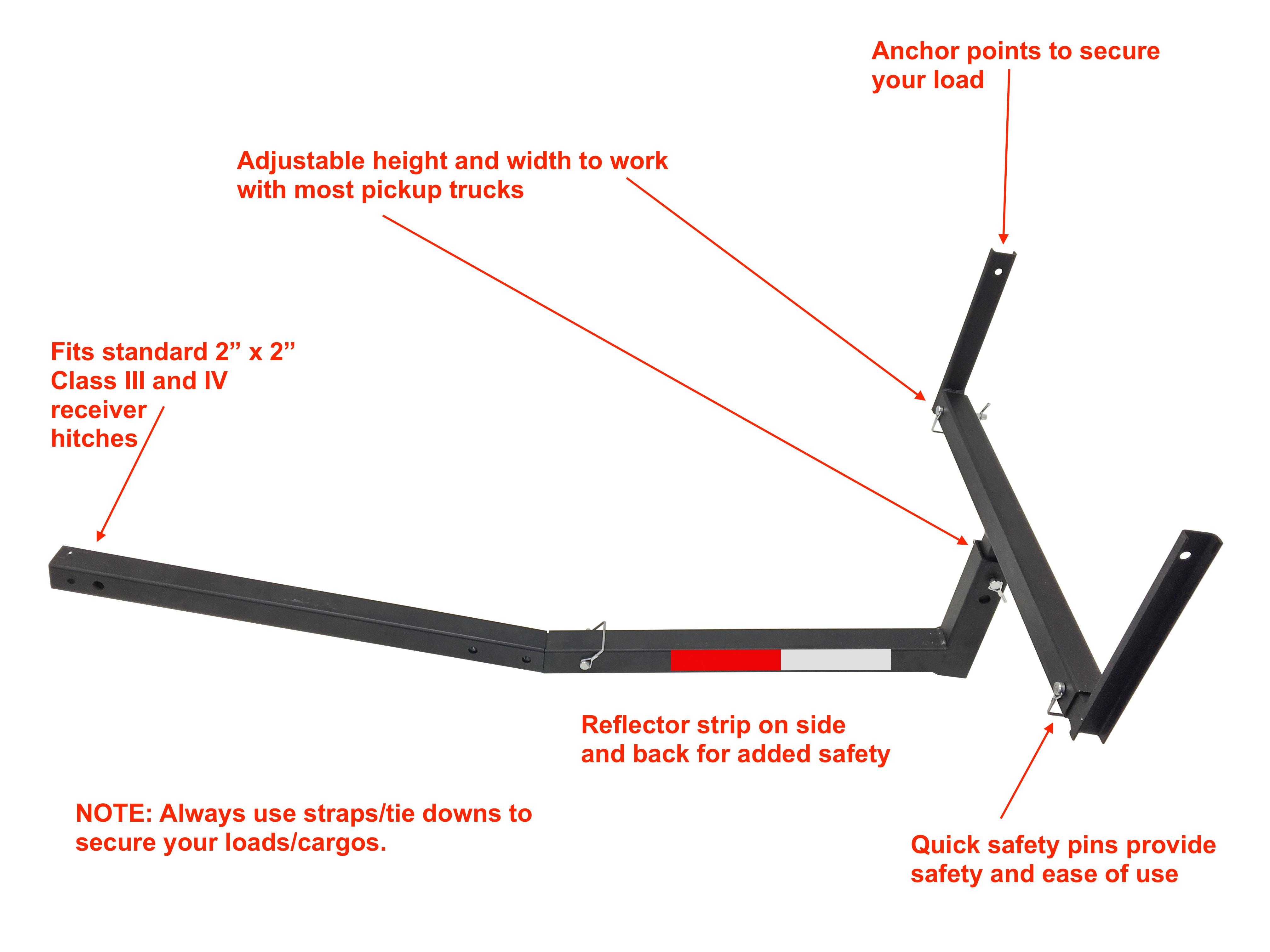 MaxxHaul 70231 Hitch Mount Truck Bed Extender (for Ladder, Rack, Canoe, Kayak, Long Pipes and