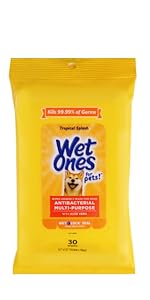 Wet Ones, Pets, Cats, Dog, Wipes, Antibacterial, Tropical Splash, Puppy
