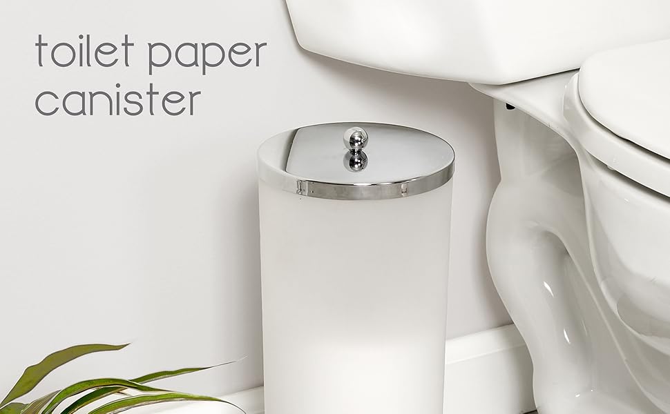 Zenna Home 7668K, Toilet Paper Canister, Frosted Toilet Brushes