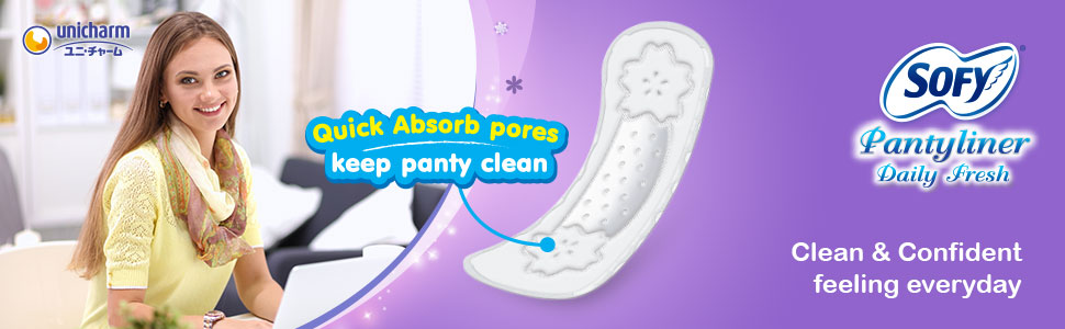 Sofy pantyliner, Pantyliner, Daily fresh, Sanitary pad, menstruation, pads for women, Sofy Pad,