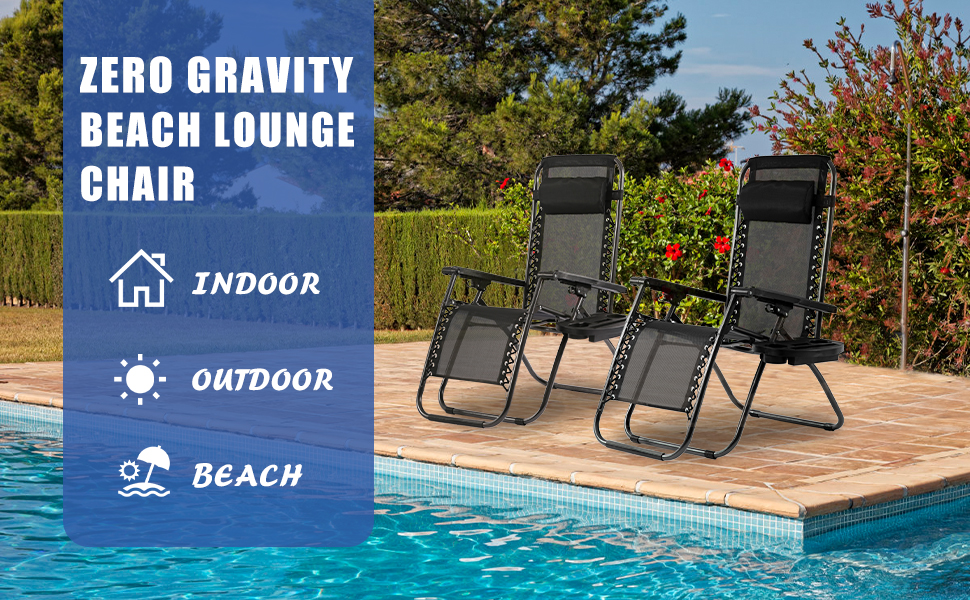 Vnewone Zero Gravity Patio Folding Anti Reclining Lounge