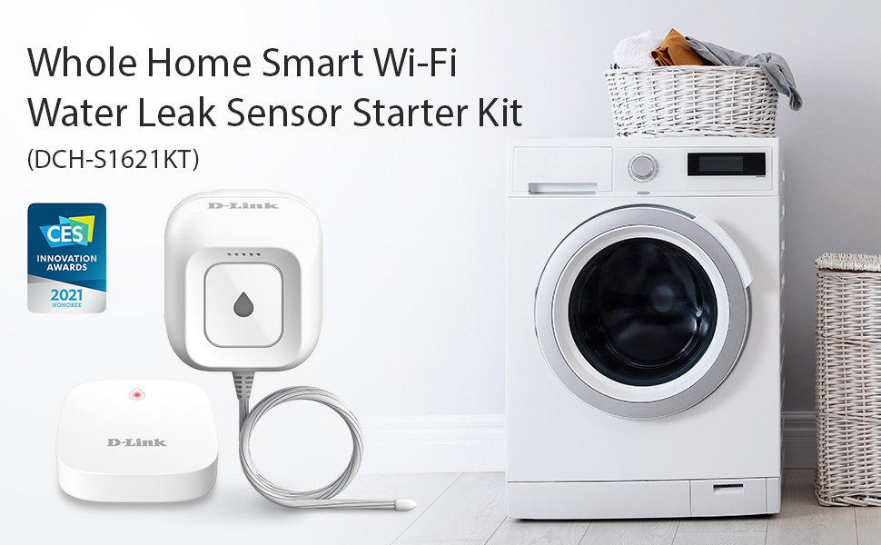 DLink WiFi Water Leak Sensor Starter Kit, 2units, 100 dB Alarm Siren
