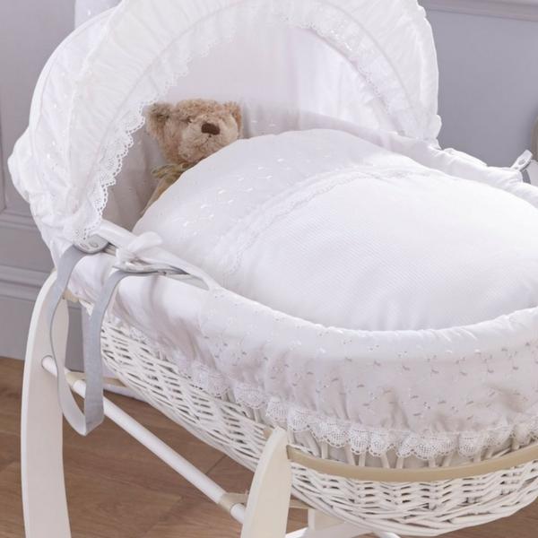 Clair de Lune Vintage Charcoal Wicker Moses Basket (White) Amazon.co