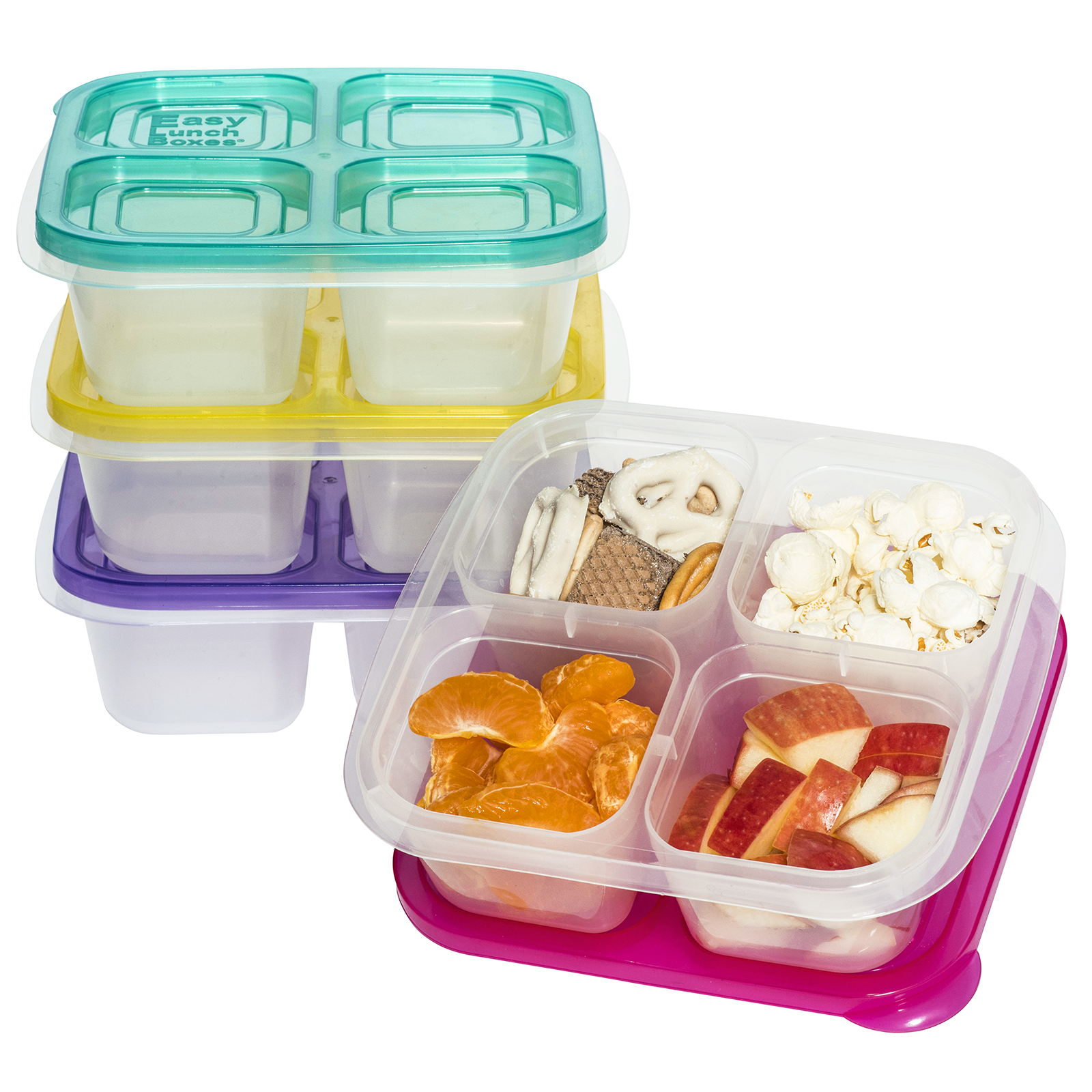 EasyLunchboxes Bento Lunch Box Containers, Set of 4, Brights Food Box