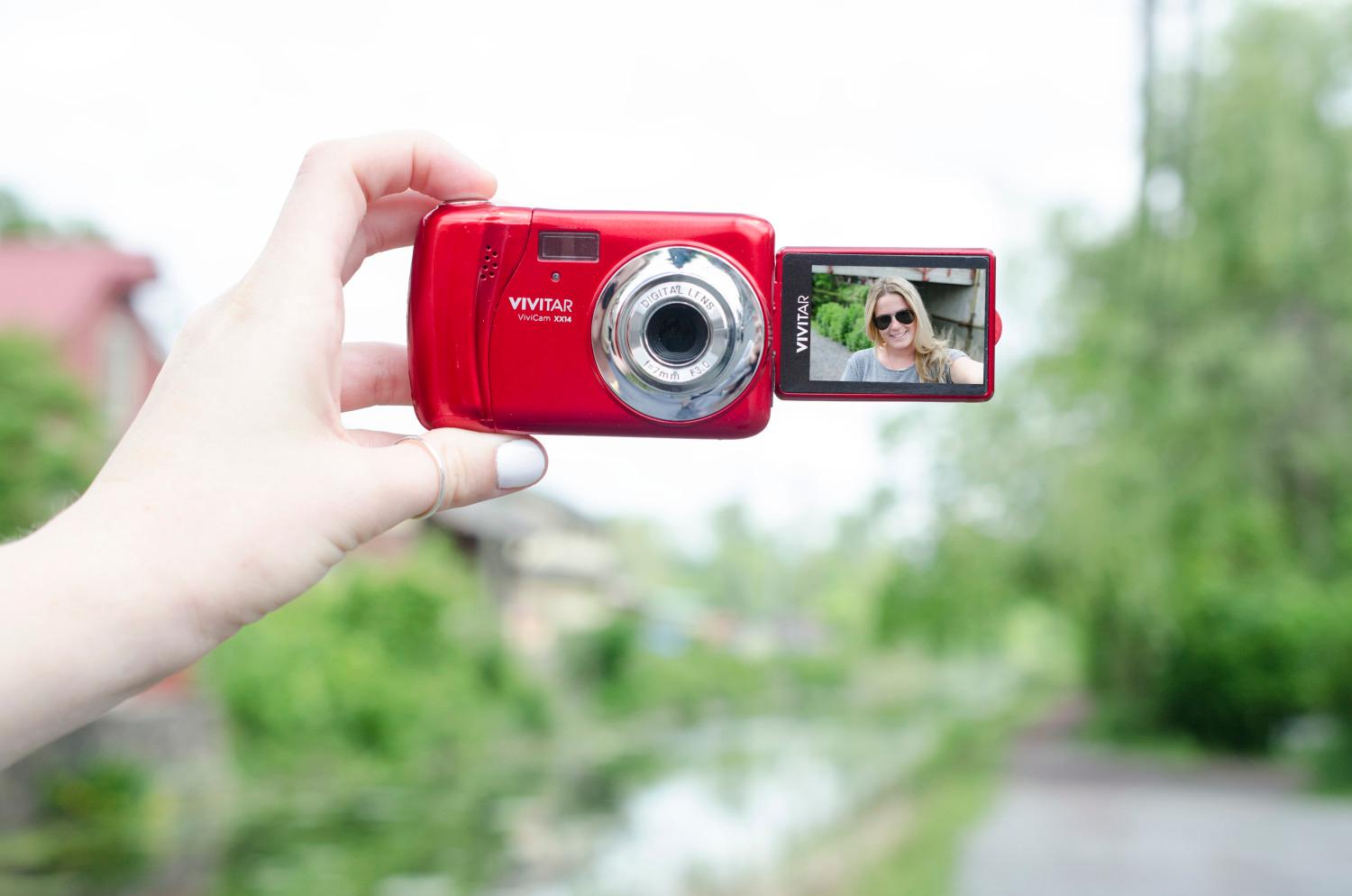 Vivitar VX018 Selfie Cam Digital Camera, Red Camera & Photo