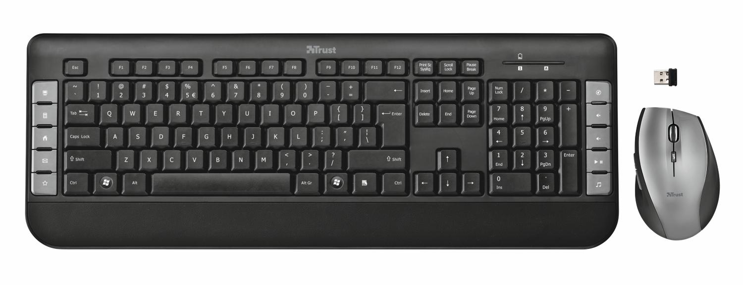 Trust Tecla Wireless Multimedia Keyboard and Mouse for PC, Tablet with