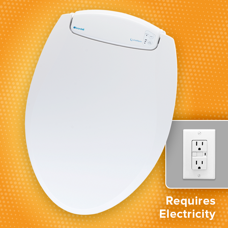 Brondell L60RW LumaWarm Heated Nightlight Round Toilet Seat, White