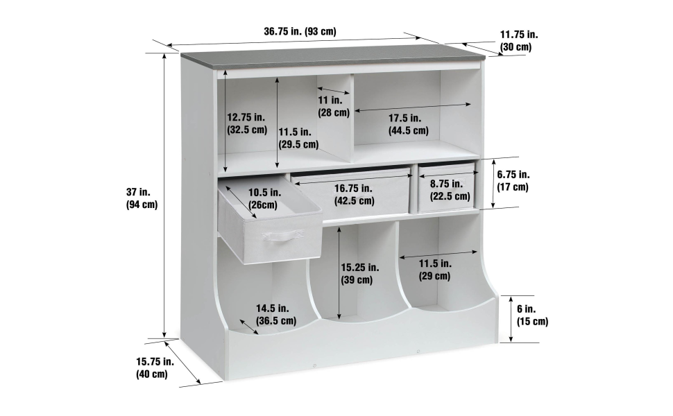 Badger Basket Combo Bin Toy Storage Unit and Book Shelf for Kids with 3