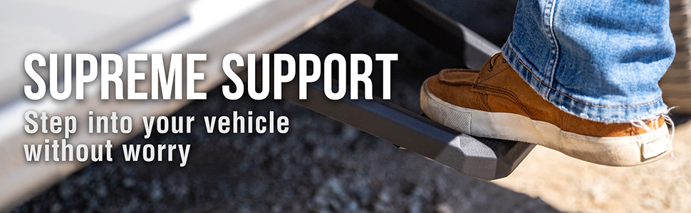 Bully,side step,durable,easy to install,powdercoat black,max strength,supreme support,sharp,edgy