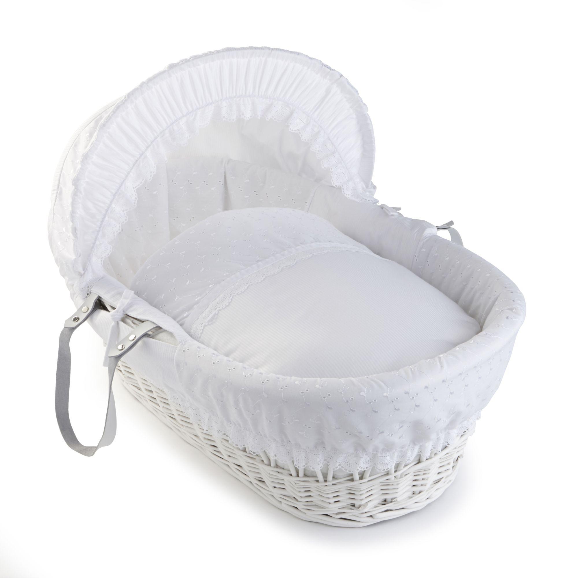 Clair de Lune Vintage Charcoal Wicker Moses Basket (White) Amazon.co
