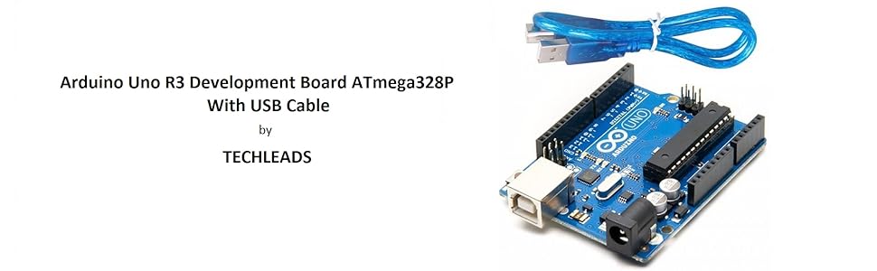 Techleads Uno R3 Atmega328P With Usb Cable Length 1 Feet, Blue And ...