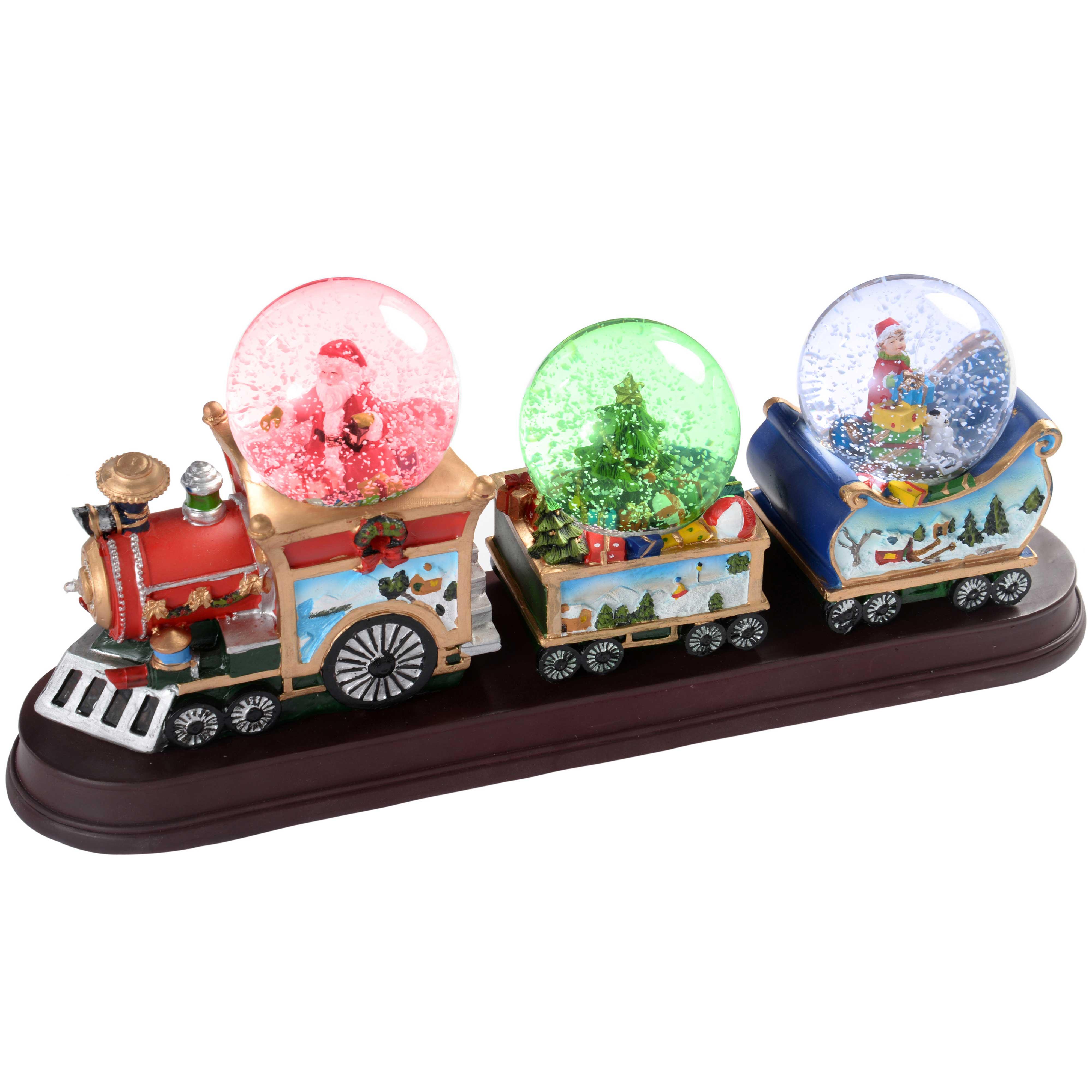 WeRChristmas Santa Christmas Train with 3 Musical Animated Snow Globe