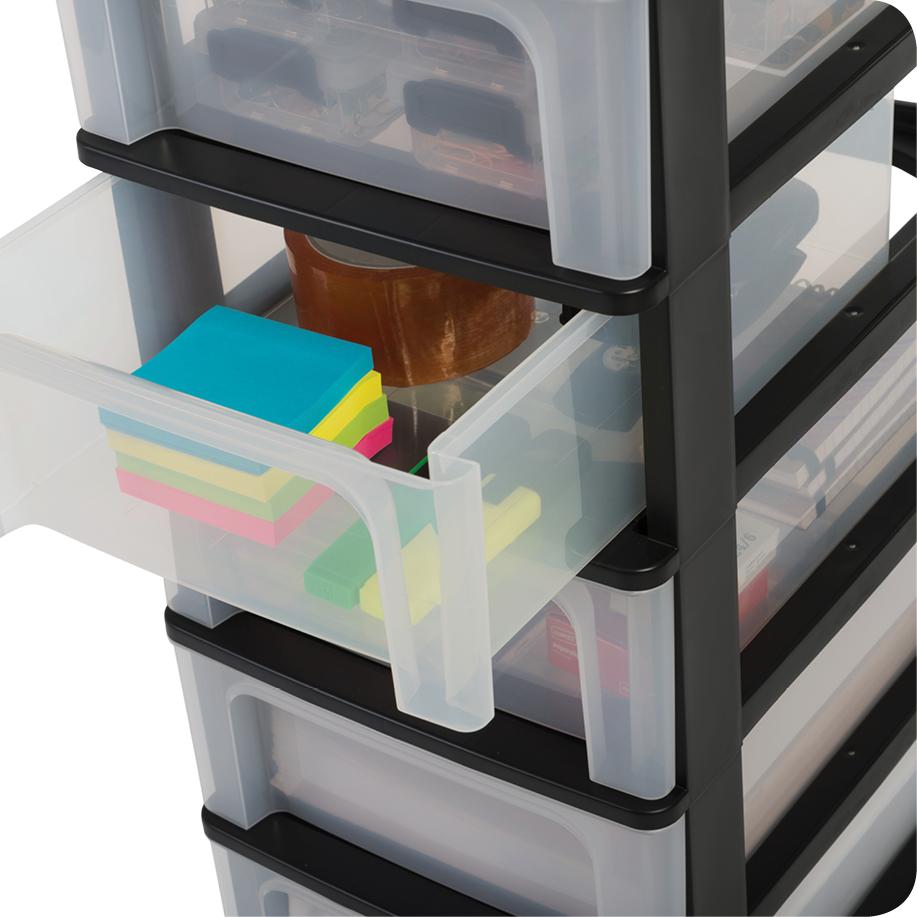 Schubladenschrank Mit 5 Fächern - Transparenter Rollcontainer Für Büro & Zuhause