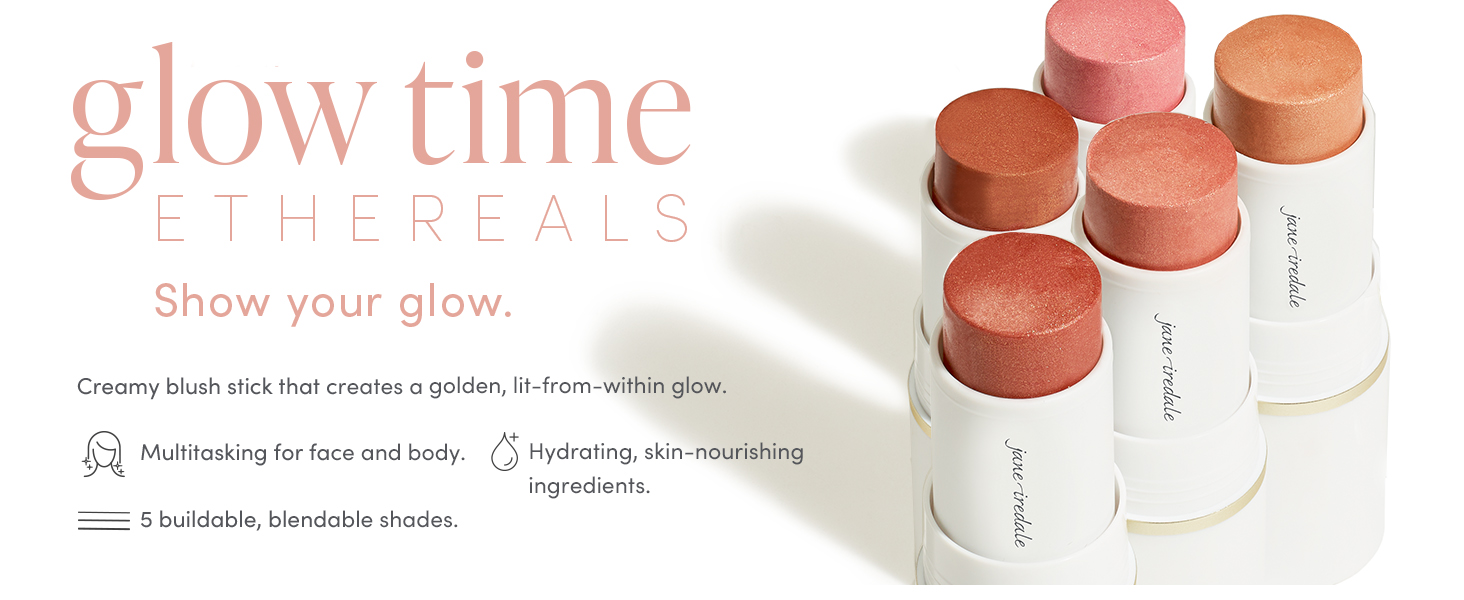 jane iredale glow time blush sticks cream blush vegan makeup clean natural blush highlighter stick