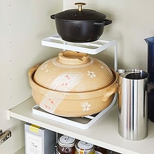 Amazon.co.jp: 山崎実業(Yamazaki) 鍋スタンド 2段 ホワイト 約
