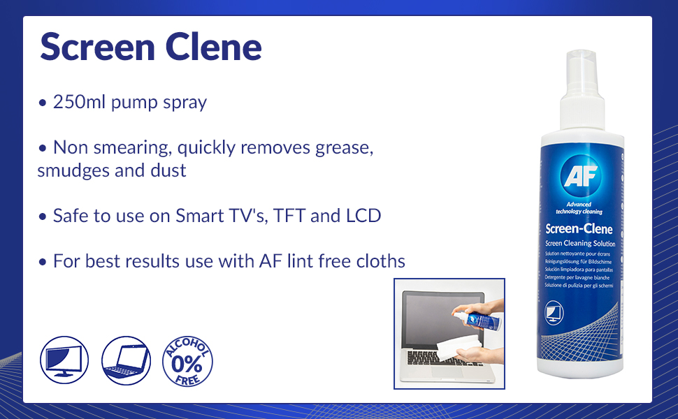 AF Screen Cleaner Spray 250ml Cleaning Solution For Mobile Phones, TV