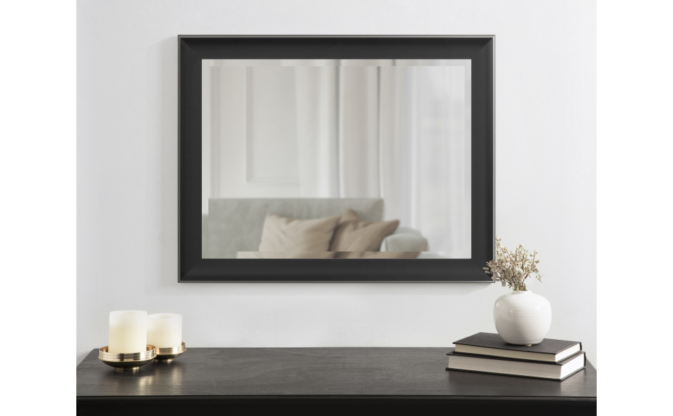 Kate and Laurel Scoop Framed Wall Mirror, 22 x 28, Black