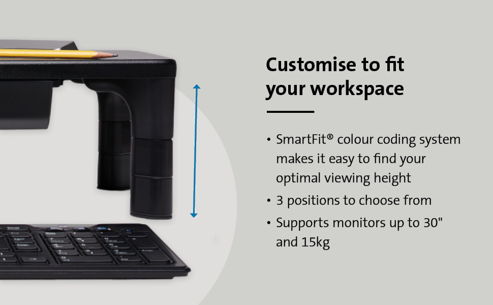 Kensington Monitor Stand with Drawer Smartfit Monitor Riser with Drawer for Office Accessories