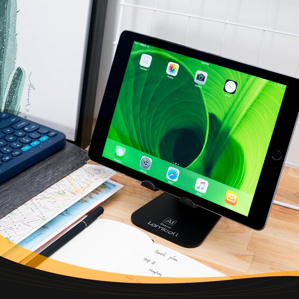 Lamicall tablet stand, multiangle adjustable iPad stand black black