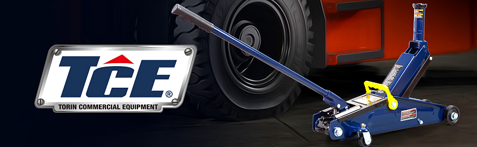 Torin TCE Hydraulic Extended Height Trolley Service/Floor Jack with Extra Saddle: 3 Ton Capacity