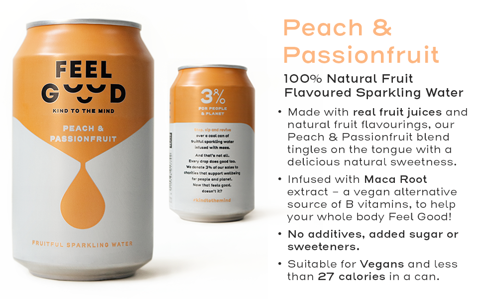 Feel Good Drinks Peach & Passionfruit 12 Pack Sparkling Flavoured Water