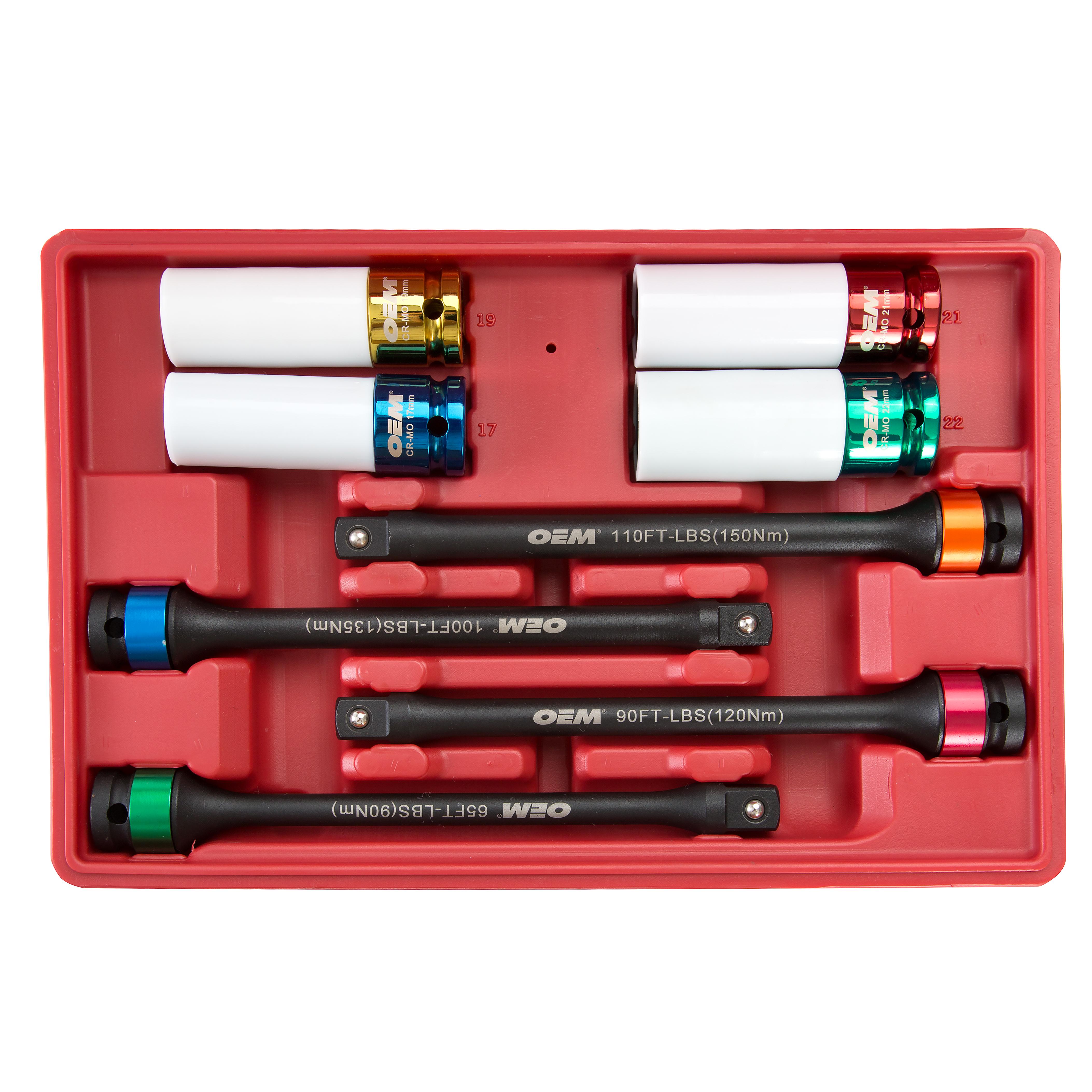 OEMTOOLS 24228 Torque Limiting Extension and Thin Wall Socket Set (8