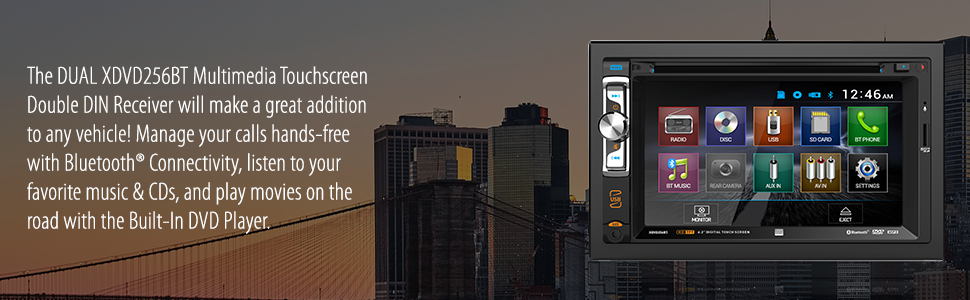 Dual Xdvd256bt Digital Multimedia 6 2 Led Backlit Lcd Touchscreen Double Din Car Stereo With Built In Bluetooth Cd Dvd Usb Microsd Amp Mp3 Player