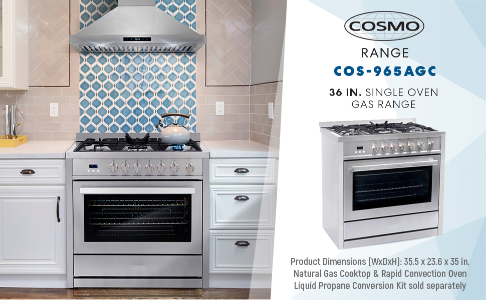 COSMO COS965AGC Cocina de gas de 36 pulgadas con estufa