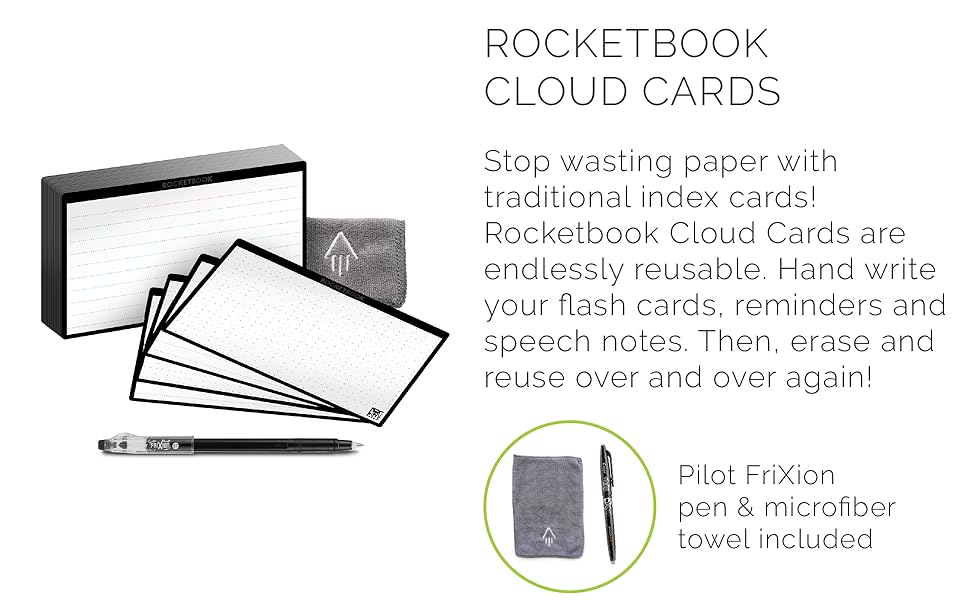 Rocketbook Cloud Cards EcoFriendly Reusable Index Note Cards with 1