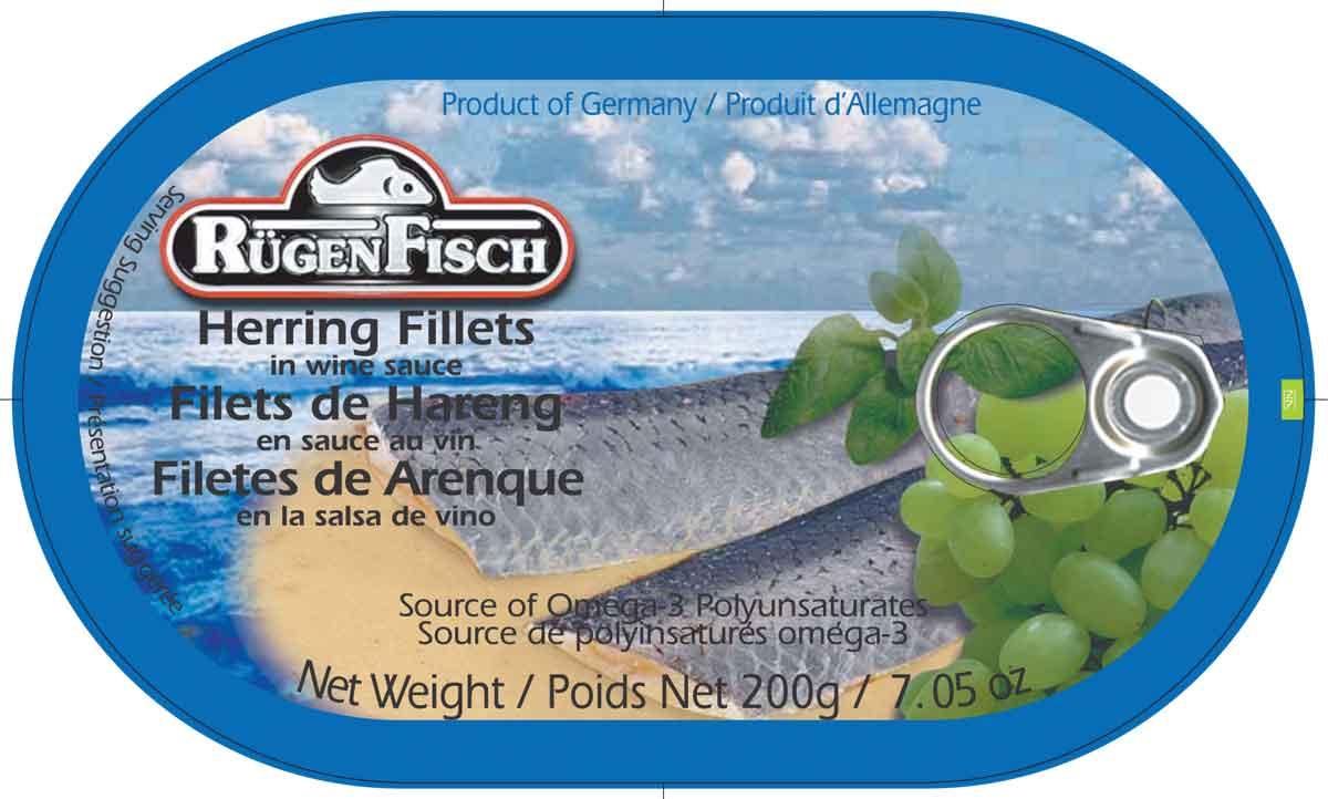 RügenFisch Herring Fillets in Wine Sauce, 7.05 Ounce