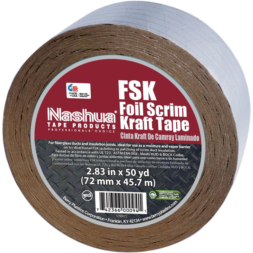 Nashua FSK FoilScrimKraft Insulation Jacketing Tape, 50 yds Length x