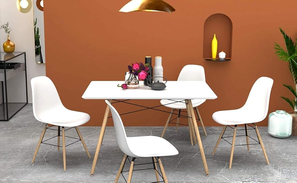 CozyCasa Dining Room Table Modern Kitchen Table Mid-Century Dining Table  for Small Spaces Home Office, White Dinner Table