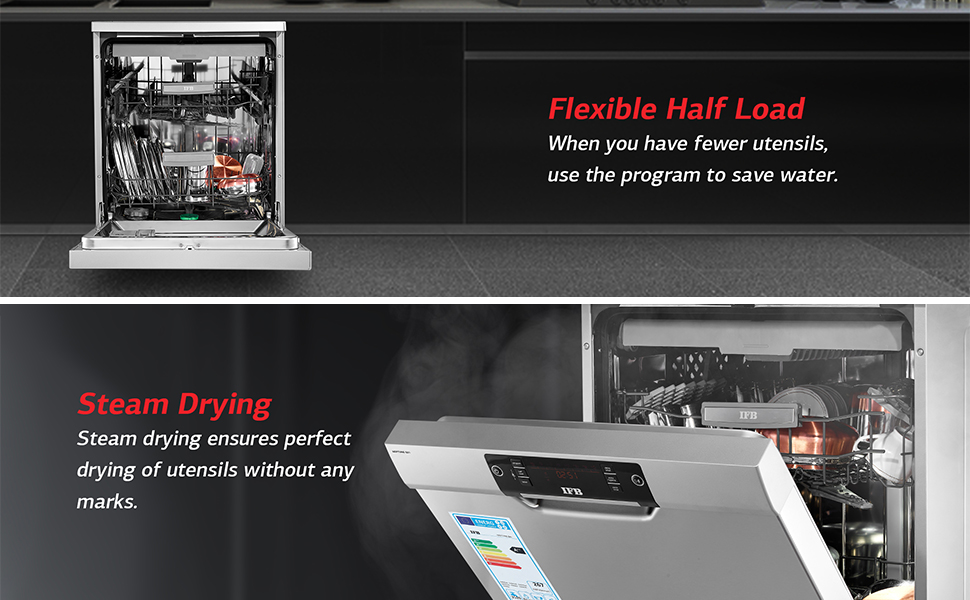 IFB 15 Place Settings Hot Water Wash Free Standing Dishwasher (Neptune