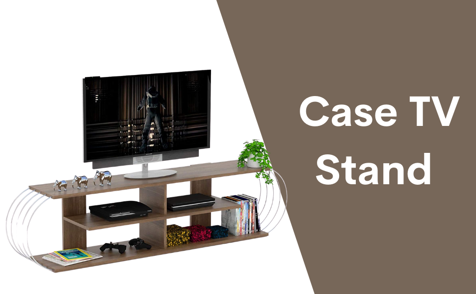 Home Canvas Case TV Unit Modern Living Room Made In Turkey(WalnutChrome) Buy Online at Best