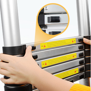 12.5ft Telescoping Ladder Aluminum Telescopic Extension Multi Purpose Ladders EN131 Certified - Extendable with Spring Load Locking Mechanism Non-Slip - 330 lb Max Capacity, Silver/Black (25% OFF Final Checkout)