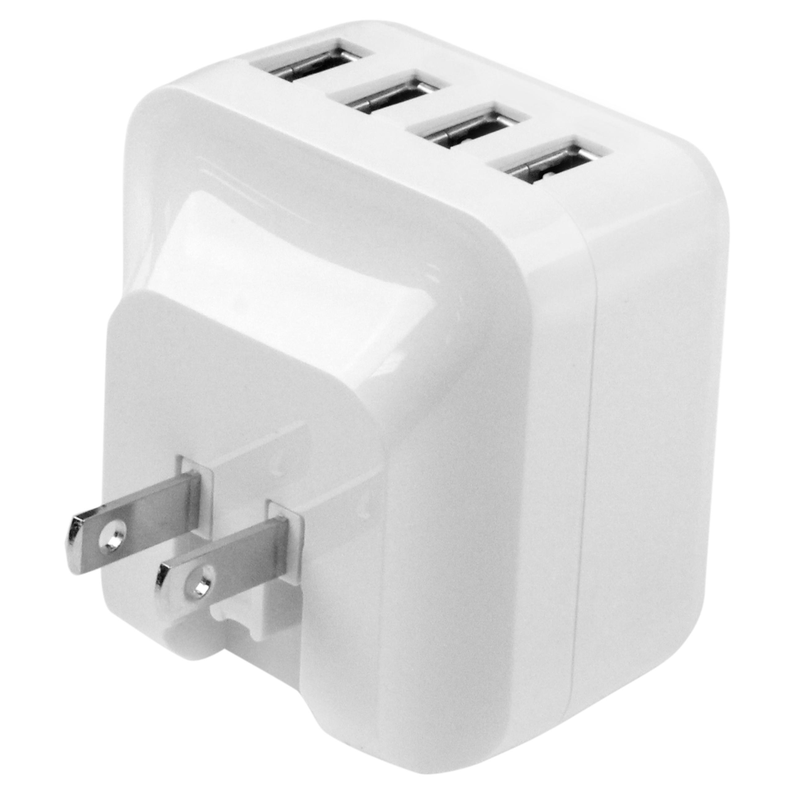 Travel USB Wall Charger 4 Port White