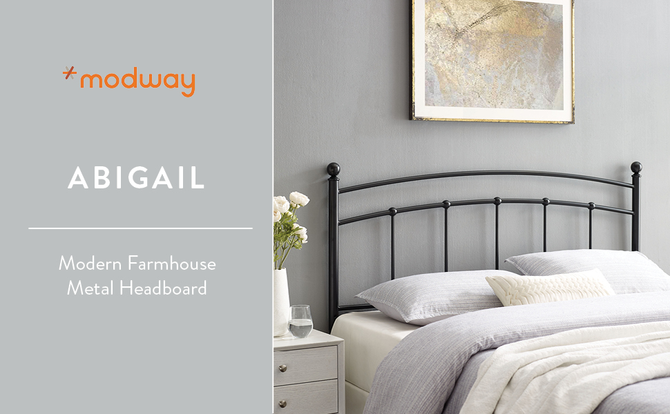 Modway Abigail Modern Farmhouse Metal King Headboard in Black