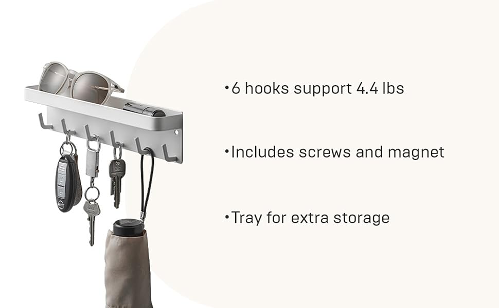 YAMAZAKI home Smart Key Rack with Tray, White Amazon.ca Home