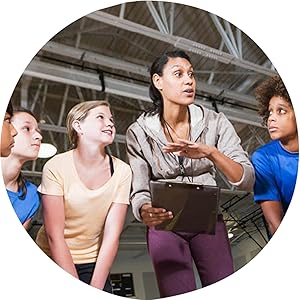 Gym teacher and students