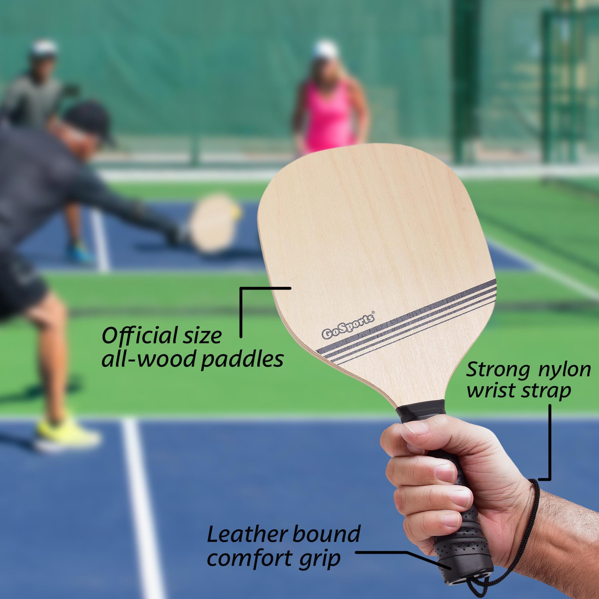 GoSports Pickleball Beginner Set Bundle Includes Two Wood Paddles