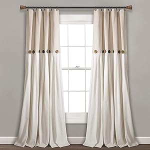 Amazon Com Lush Decor Linen Button Window Curtain Single Panel