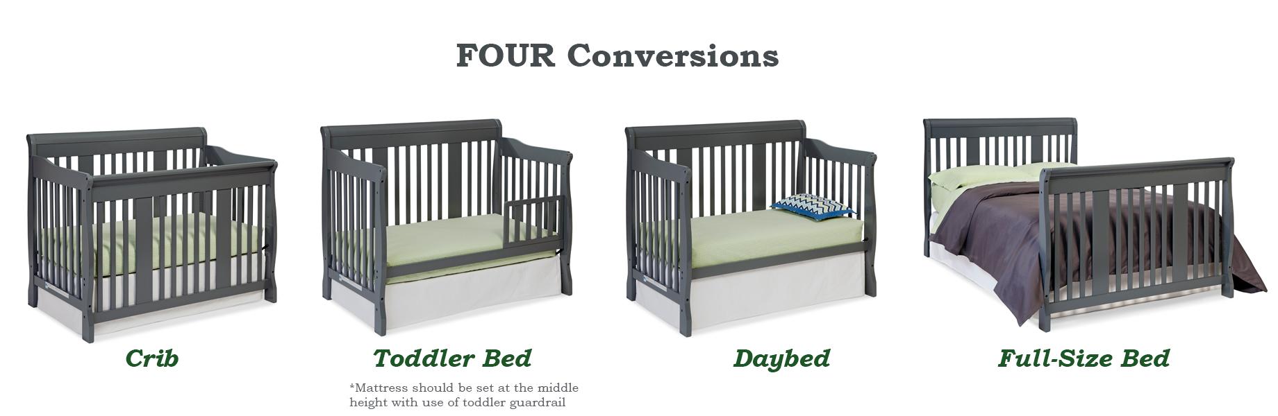 Storkcraft Tuscany 4in1 Convertible Crib, Gray Easily