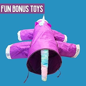 Pet Craft Supply Magic Mewnicorn Multi Cat Tunnel Boredom Relief Toys with Crinkle Feather for Cats