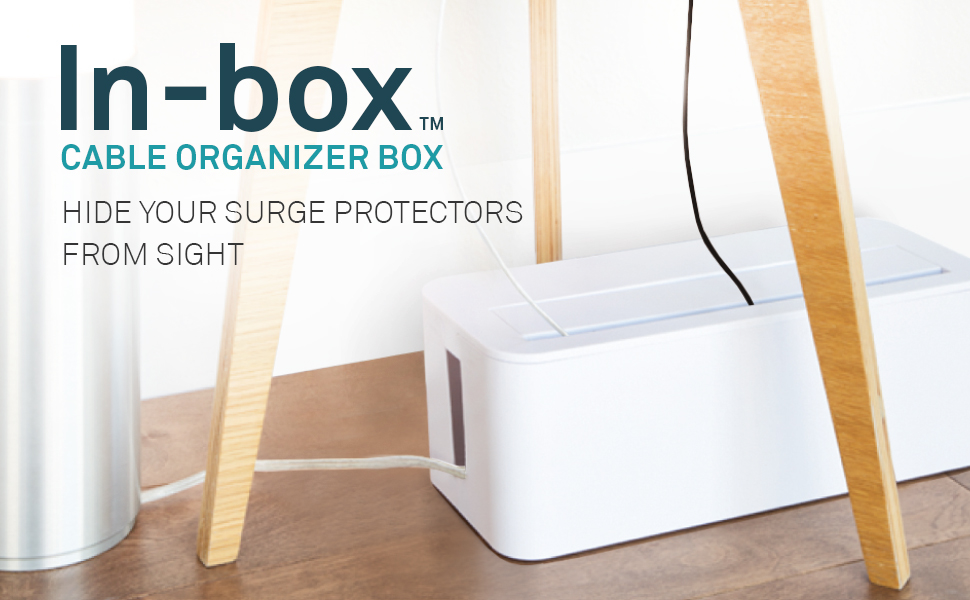 inBox Extra Large Cable Organizing Management Box for Under Desk Surge